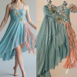 A Wish Come True pink blue lyrical Dance costume dress V2417Y MC-Medium child